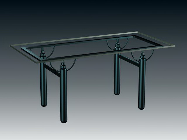 Glass dining table 3d rendering