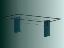 Glass top dining table 3d model preview