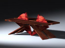 Unique wood coffee table 3d model preview