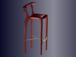 Wood counter bar stool 3d model preview