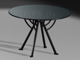 Glass top round dining table 3d model preview