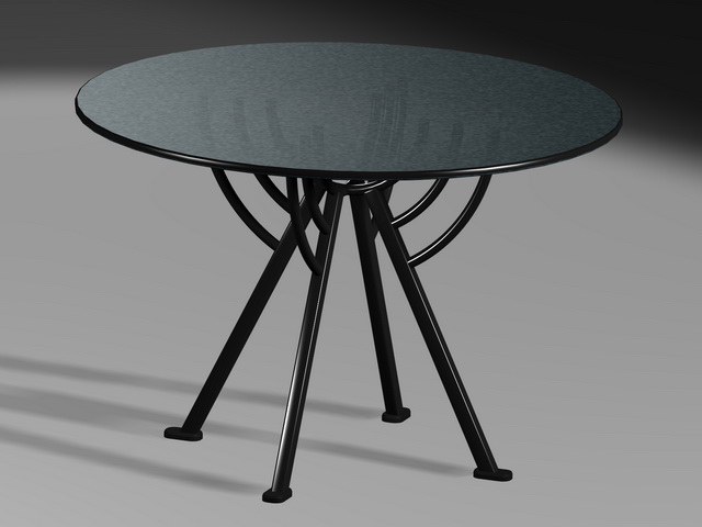 Glass top round dining table 3d rendering