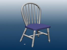 Wood bar chair with back 3d model preview