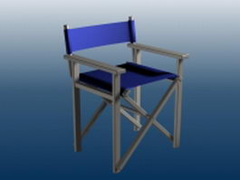 Wood bar chair with armrest 3d model preview