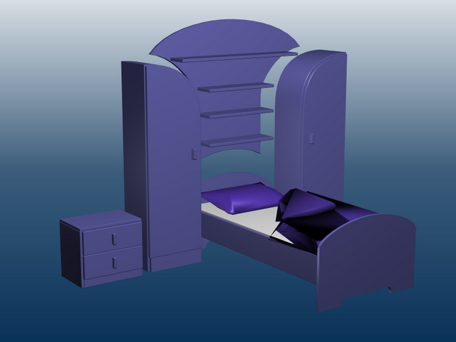 Bed furniture sets 3d rendering