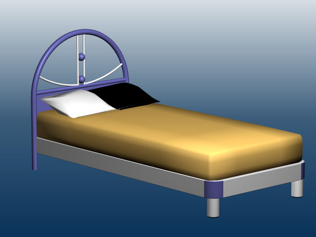 Single bed with mattress 3d rendering
