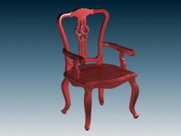 Antique wooden chair with arms 3d preview