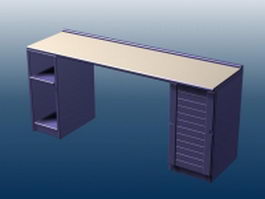 Office desk with drawers 3d model preview