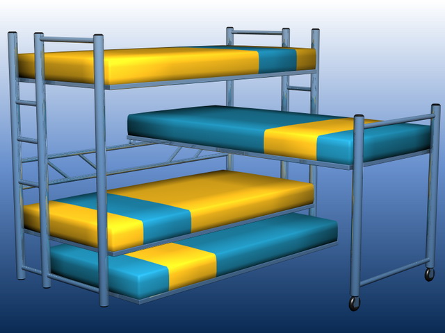 Dormitory bunk beds 3d rendering