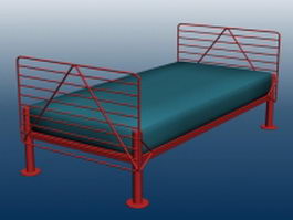 Metal bed with mattress 3d preview