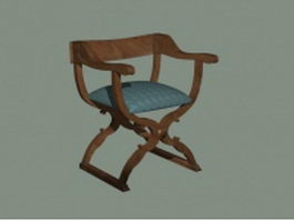 Antique wooden chair 3d model preview