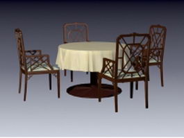 Antique dining furniture sets 3d model preview