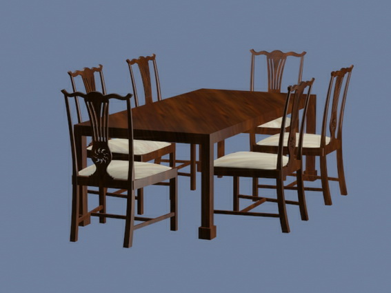Formal dining furniture sets 3d rendering