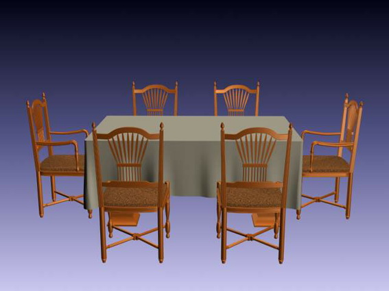 Traditional formal dining room furniture 3d rendering