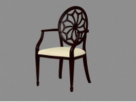 Antique wooden chair with arms 3d preview