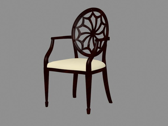 Antique wooden chair with arms 3d rendering