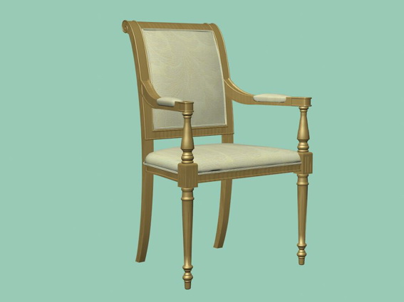 Vintage wood arm chair 3d rendering