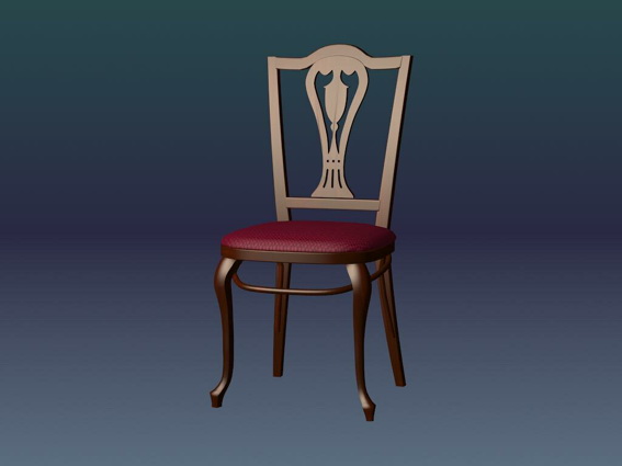 Vintage dining chair 3d rendering