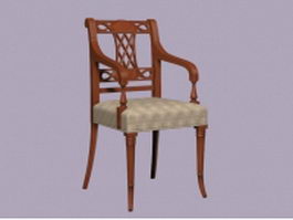 Antique wood arm chair 3d model preview