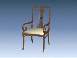 Antique wood armchair 3d model preview