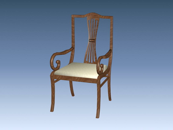 Antique wood armchair 3d rendering