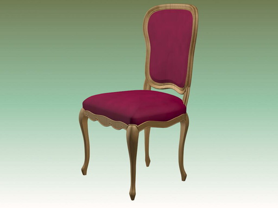 Pink upholstered dining chair 3d rendering