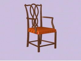 Antique wood arm chair 3d model preview