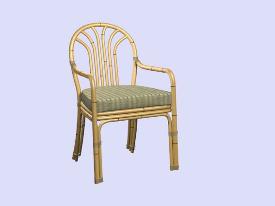 Bamboo armchair 3d rendering