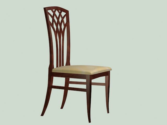 Wood side dining chair 3d rendering