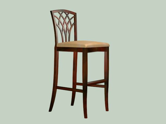 Vintage wood bar stool 3d rendering