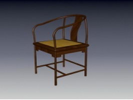 Vintage wood tub chair 3d preview