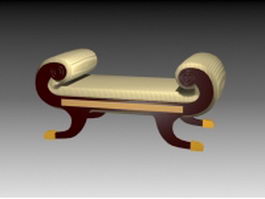 Antique ottoman stool 3d model preview