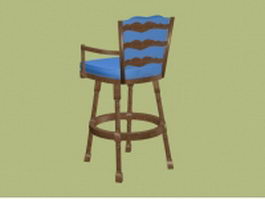 Antique upholstered bar stool 3d model preview