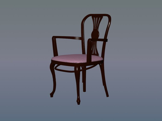 Antique wood bar chair 3d rendering