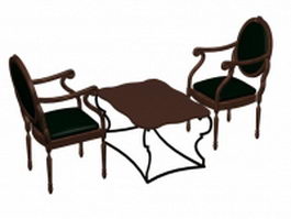 Antique tea table sets 3d preview