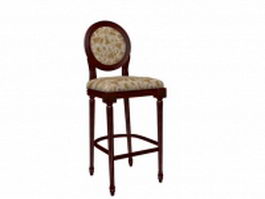 Antique wooden bar stool 3d model preview