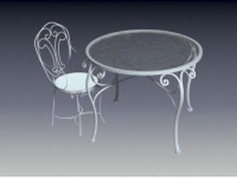 Metal accent table and chair 3d preview