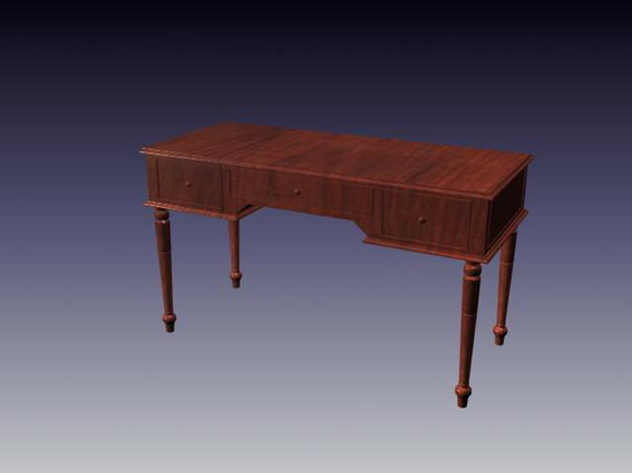Vintage wooden desk 3d rendering