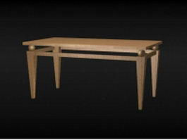Rustic wood dining table 3d model preview