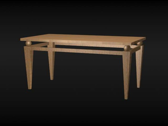 Rustic wood dining table 3d rendering