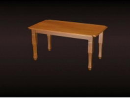 Wooden dining table 3d model preview