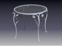 Vintage metal table with glass top 3d preview