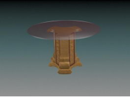 Glass top pedestal dining table 3d preview