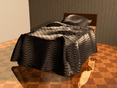 Single wooden bed 3d rendering