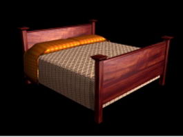 Rustic wood bed 3d preview