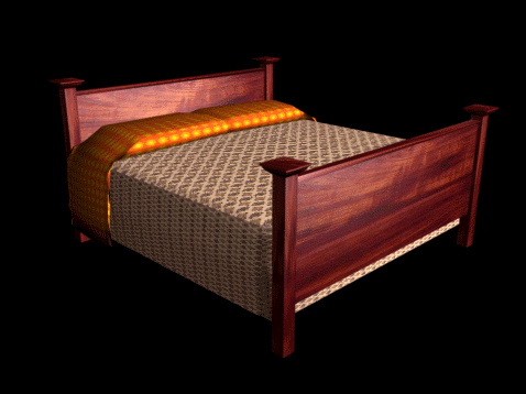 Rustic wood bed 3d rendering