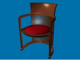 Antique wood barrel chair 3d preview