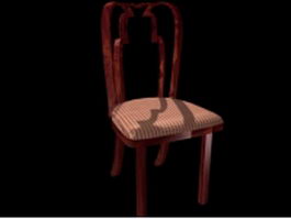 Red wood dining chair 3d preview
