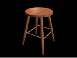 Round wood bar stool 3d preview