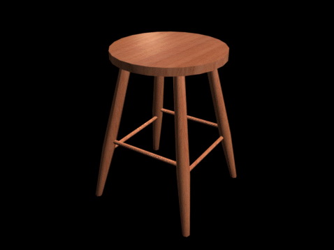 Round wood bar stool 3d rendering